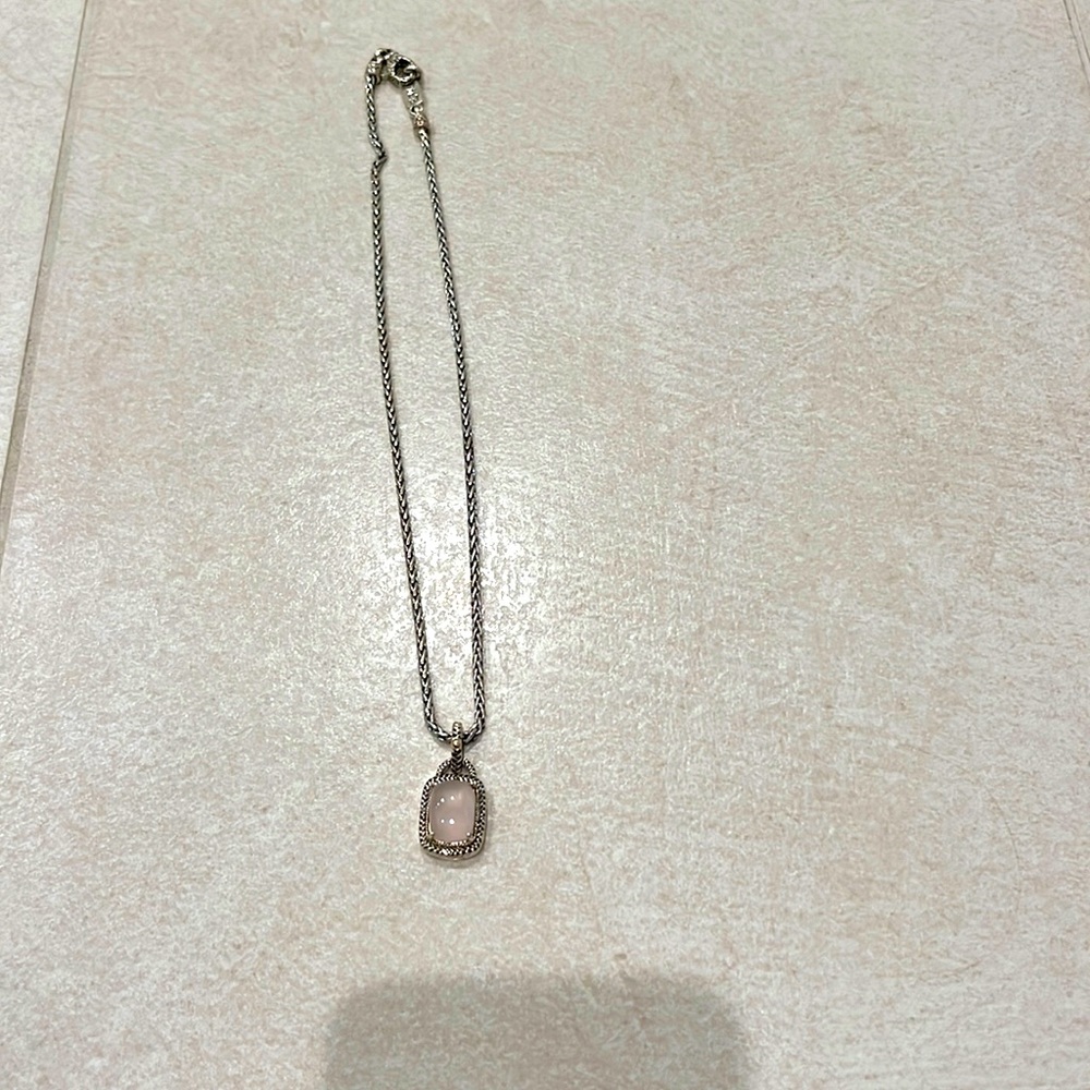 Effy rose quartz sterling silver pendant on chain